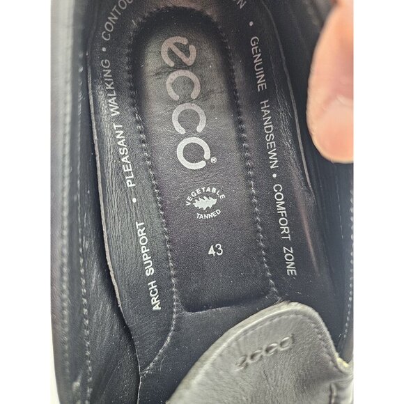 Ecco Driving Shoes Size 43 9 9.5 Black Soft Leather Moccasin Arch Support Loafer main image 9